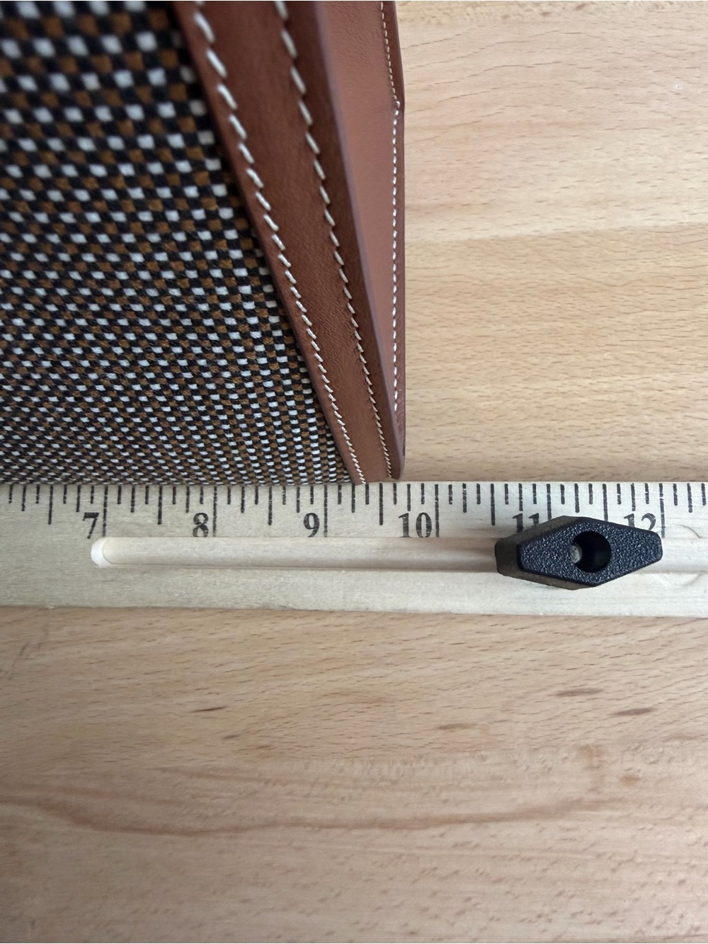 Rare H Kelly Sellier 25 check Toile Quadrille canvas Sesame Swift leather PHW - Picture 9 of 9